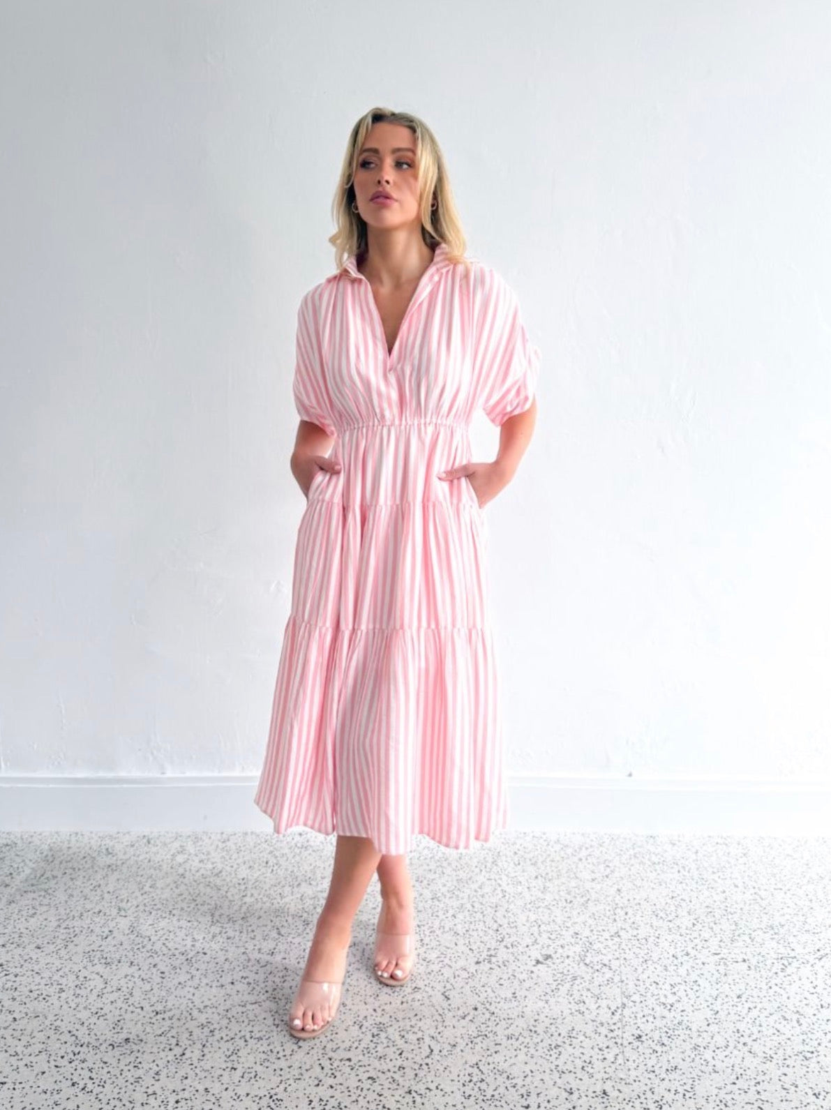 Blush Stripe Midi Dress