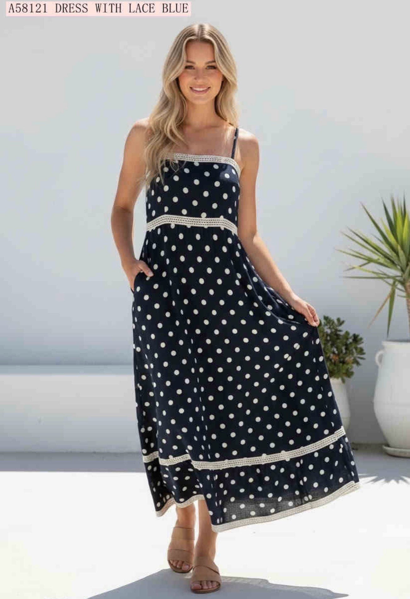 Dress with lace ~ Blue