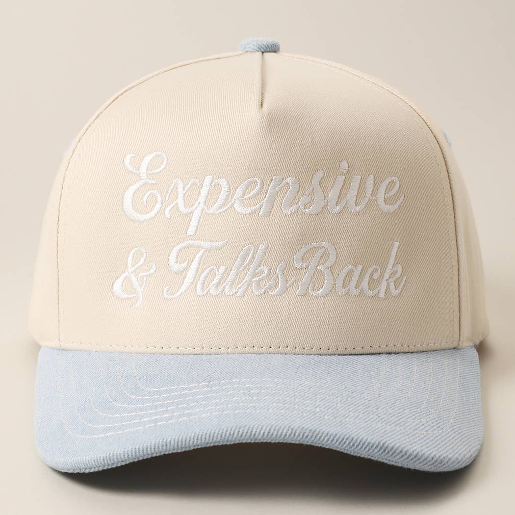 Expensive &amp; Talks Back Embroidered Two Tone Trucker Hat