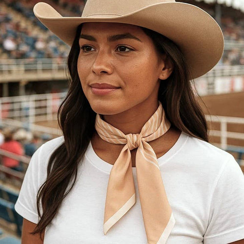 Wild Rag - Tan and Cream Western Skinny Mini Scarf / Cowgirl Necktie