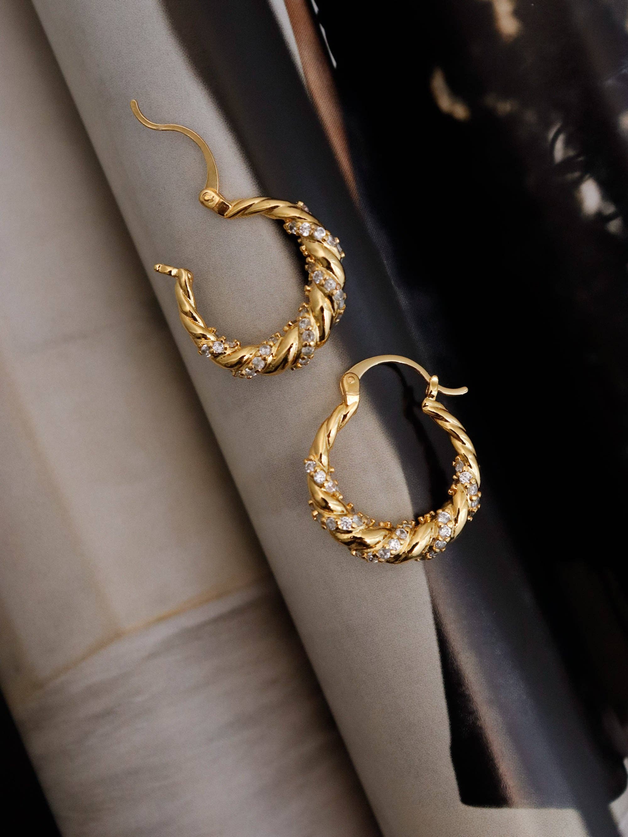 Kya 18K Gold Plated Twist Hoop Earrings