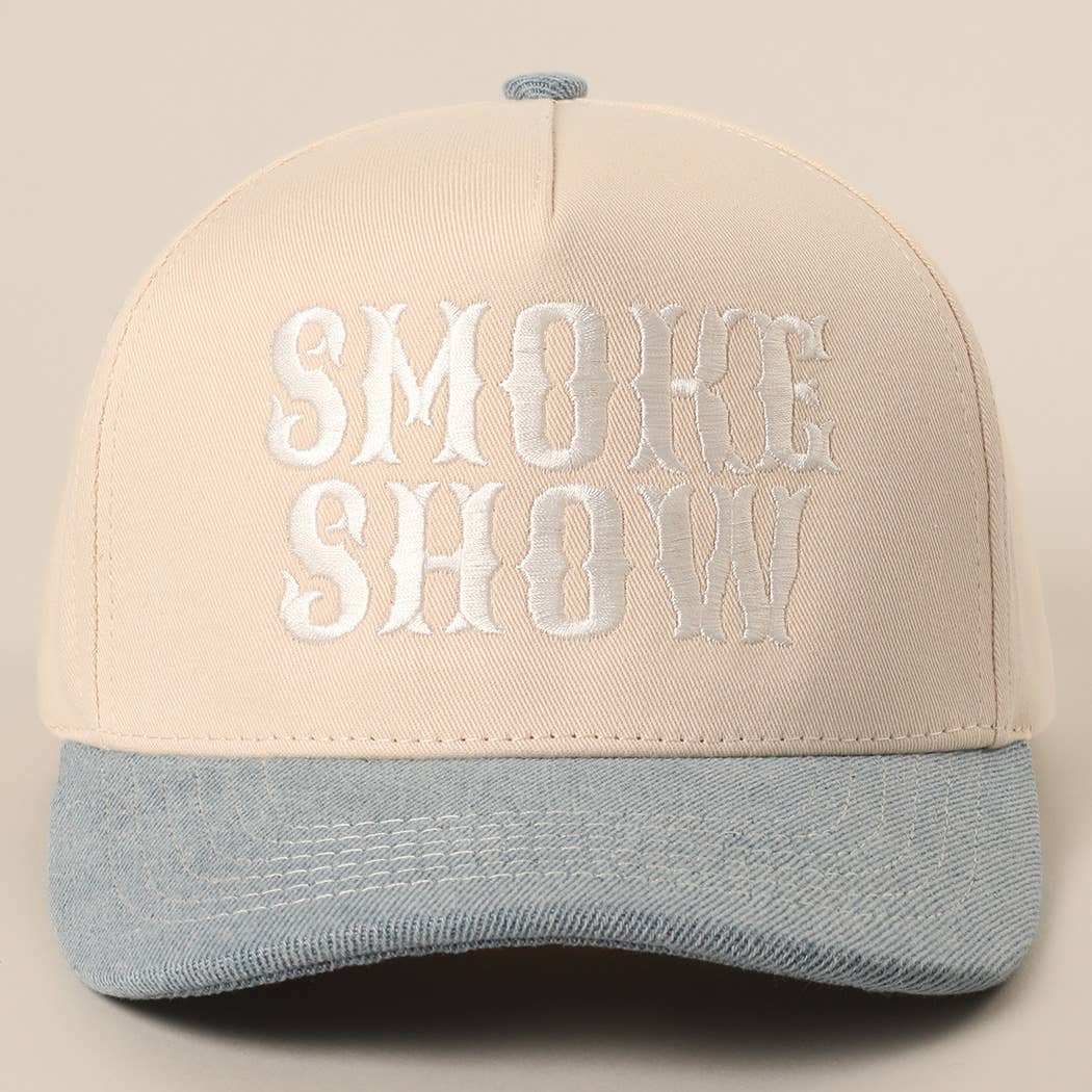 SMOKE SHOW Typographic Embroidery Baseball Cap: HOT PINK / One Size