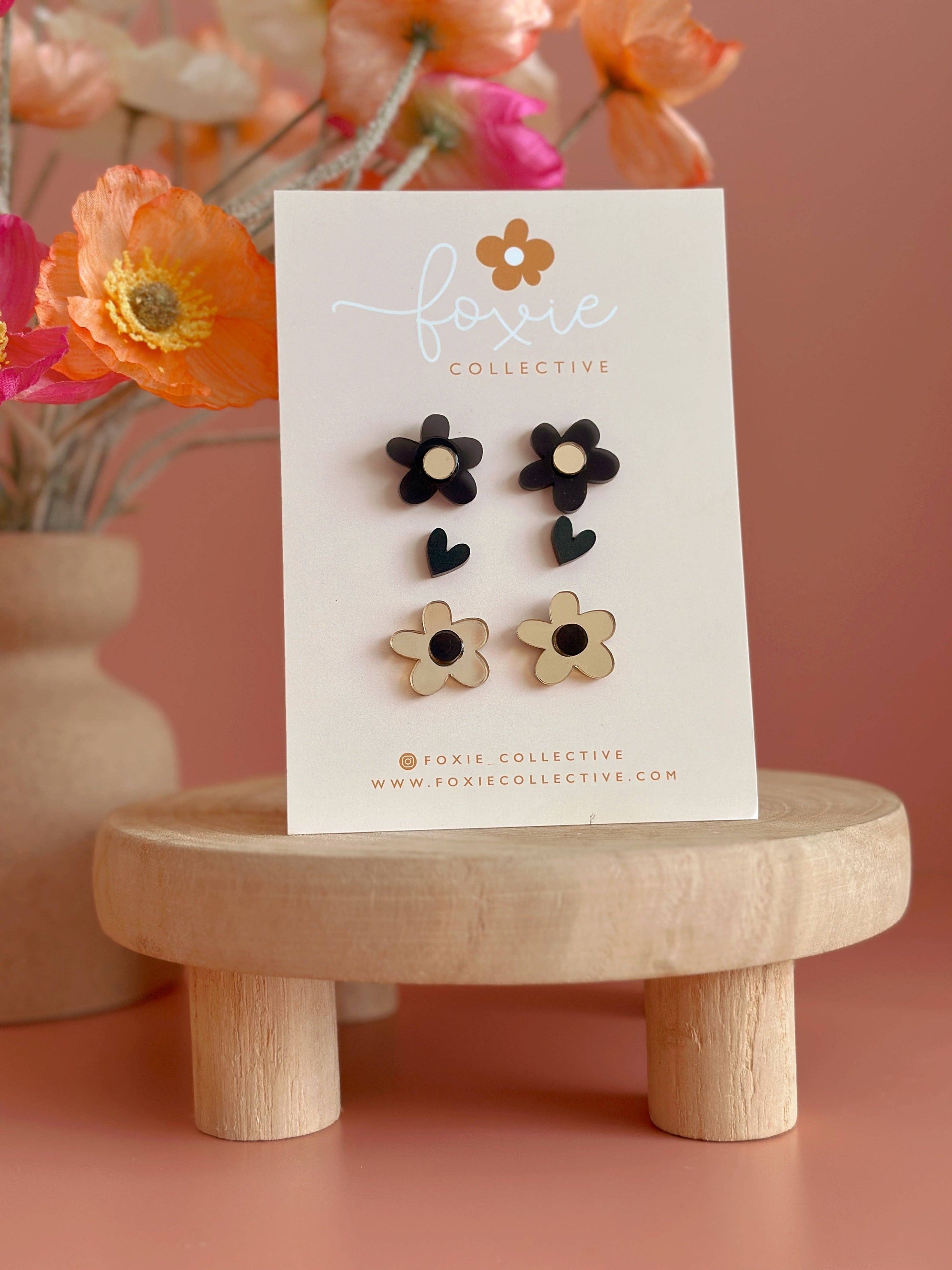 Stud Pack Trio | Black + Gold 