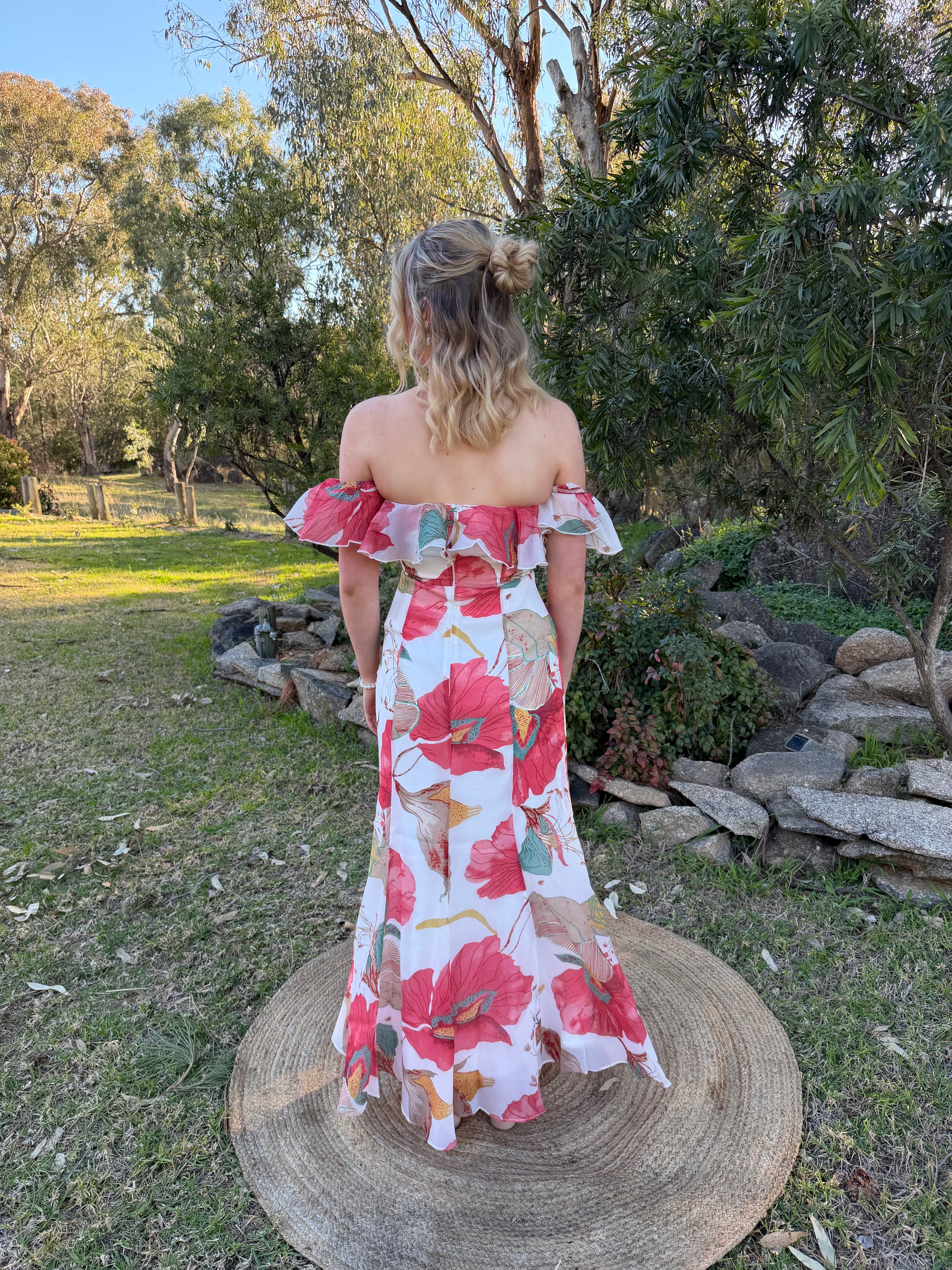 Poppy Fields Off Shoulder Maxi Dress