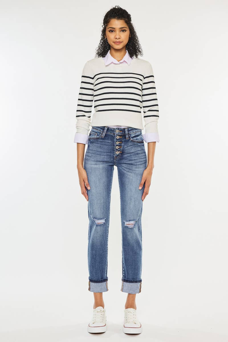 OPEN PACK HIGH RISE SKINNY STRAIGHT JEANS-KC8414M