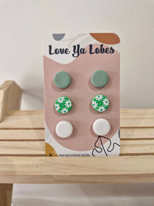 Olivia Triple Stud Packs: Khaki Mix / Gingham