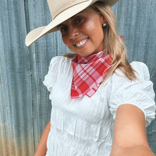 Pink & Red Plaid Scarf