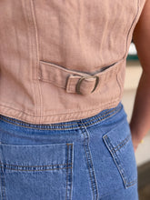 Collared Denim Vest - Blush