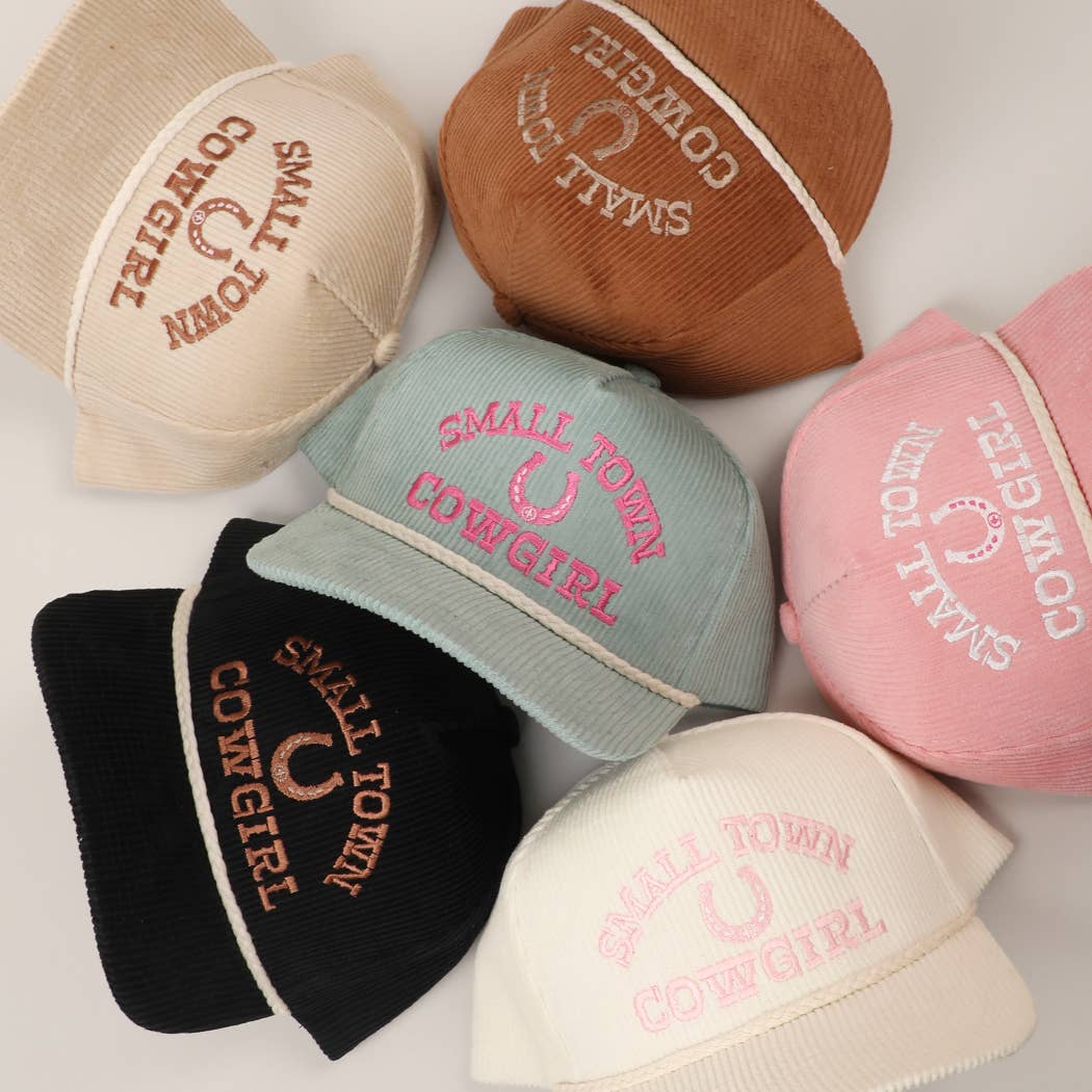 SMALL TOWN COWGIRL Corduroy Rope Trucker Hat