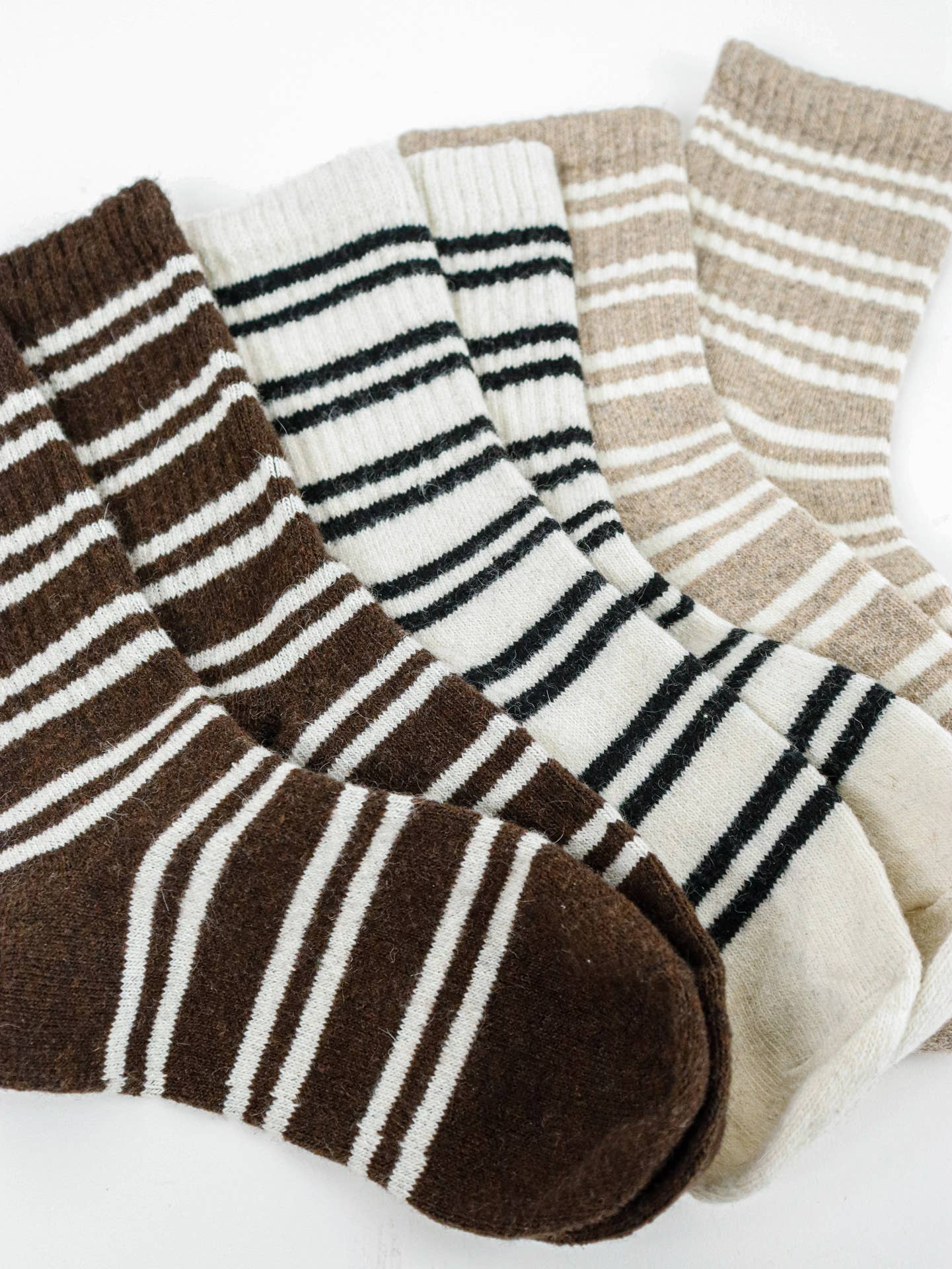 Latte Striped Ribbed Socks