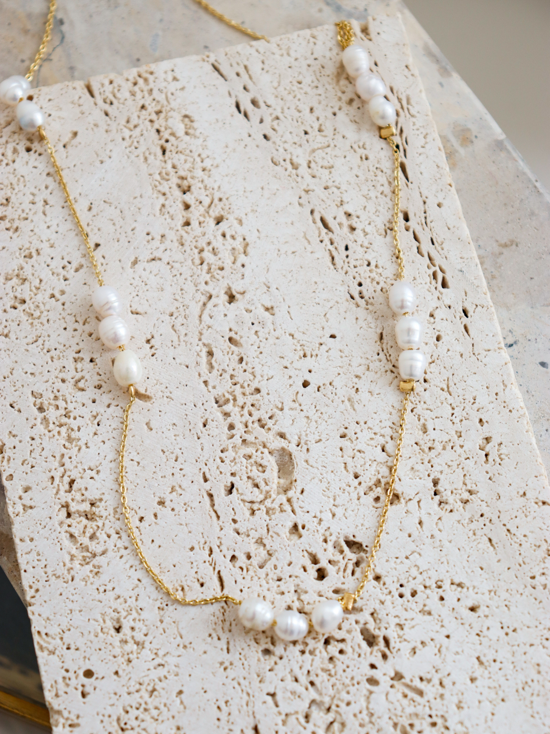 Trio Pearl 18K Gold Plated Necklace
