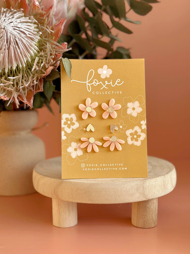 Stud Pack Trio | Pale Pink + Gold