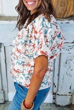 Plus Size Western Horse V-Neck Blouse