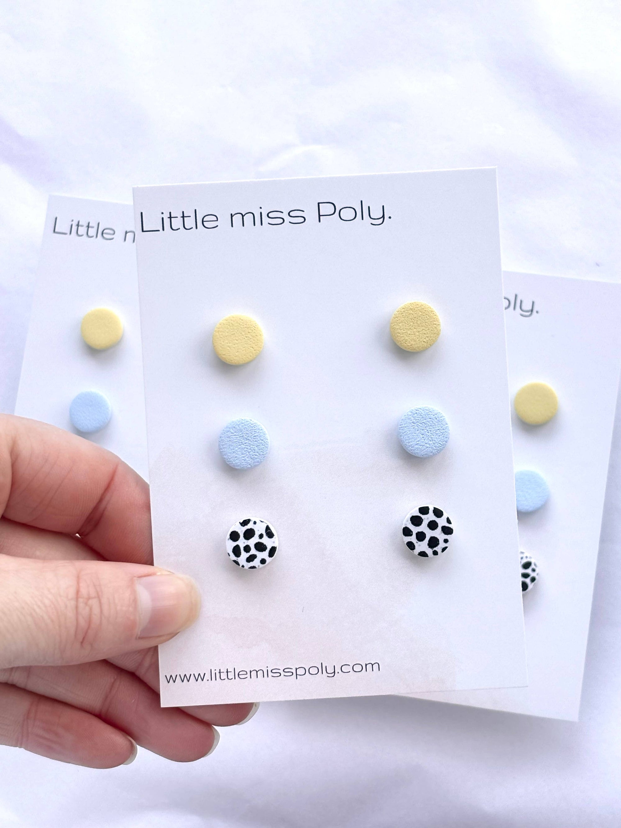 Cleo Triple Mini Stud Pack - Butter Yellow &amp; Soft Blue