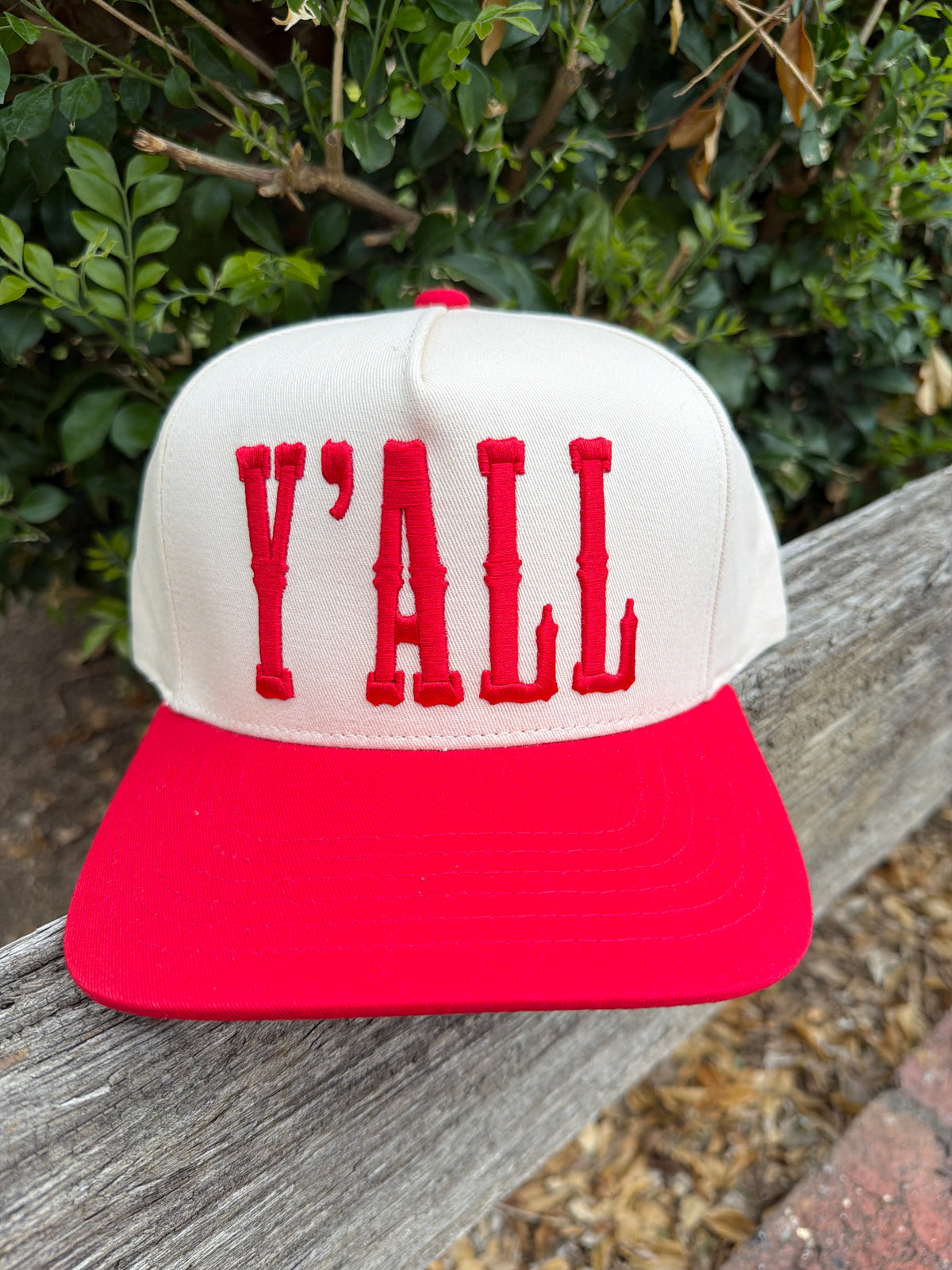 Y'ALL Letter Embroidered Cap Red