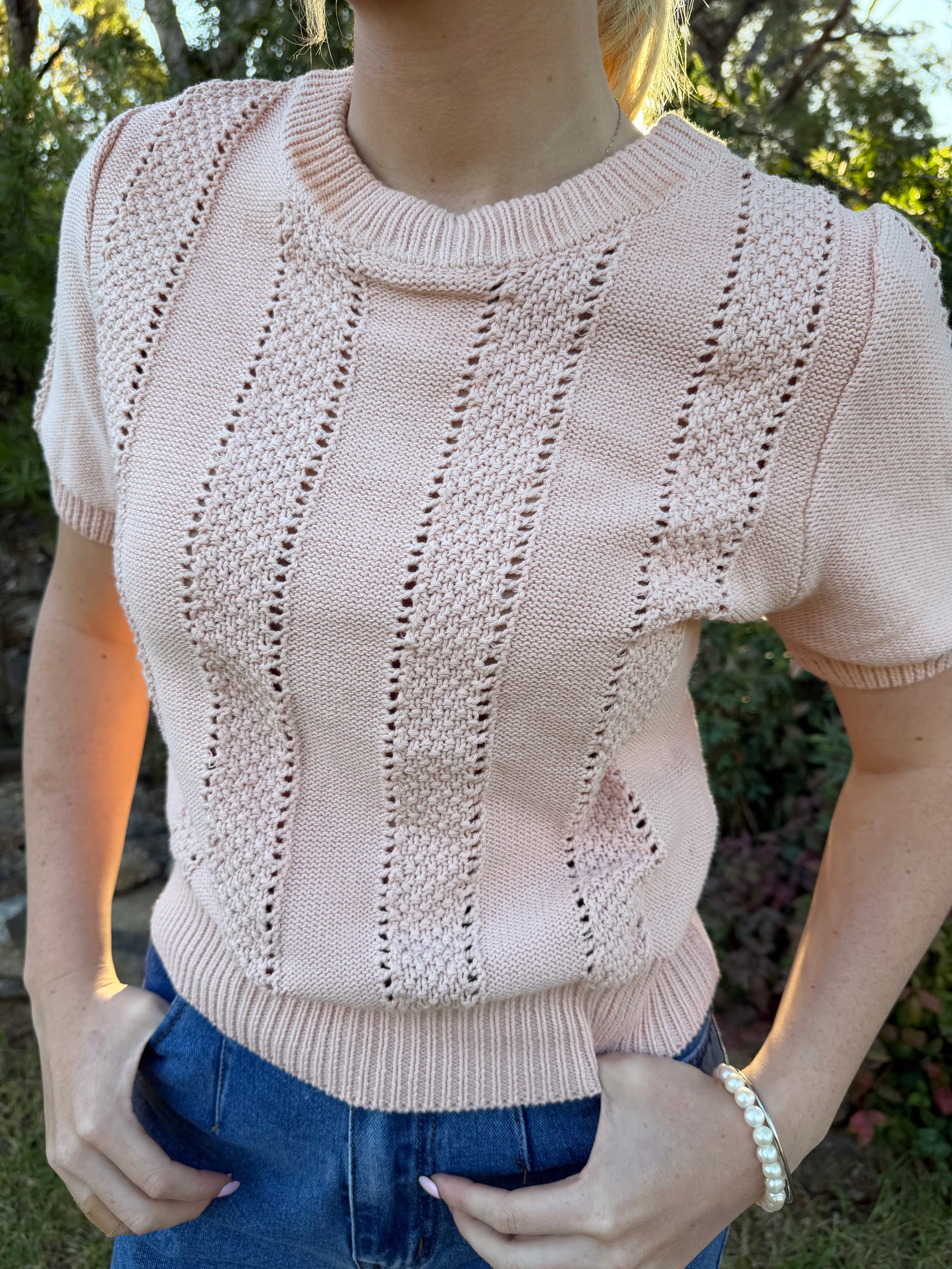 Blush Textured Knit Tee