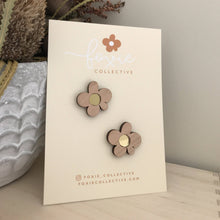 Moon Flower Midi Stud Earrings| Cherrywood + Gold |