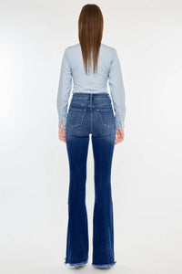 WESTERN HIGH RISE FRAYED HEM FLARE-KC7858M