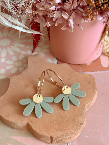 Jumbo Daisy Hoop Earrings | Sage + Gold