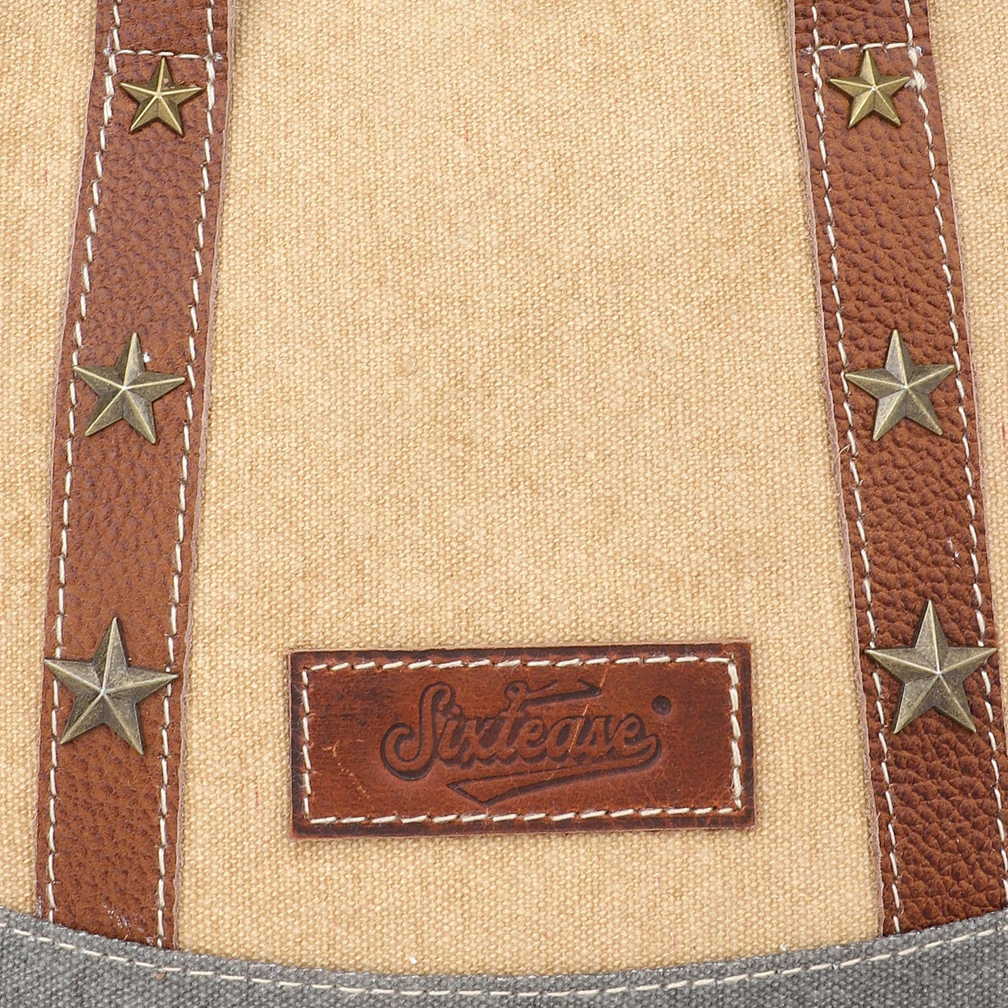 Canvas &amp; Leather Women's Handbag - Tan/Dim Gray