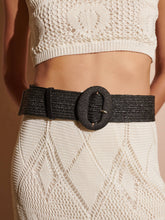 Alora Round Buckle Straw Belt- biscuit