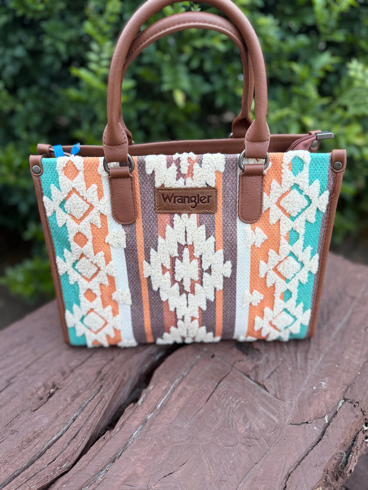 Wrangler Sherpa Aztec Canvas Tote/Crossbody