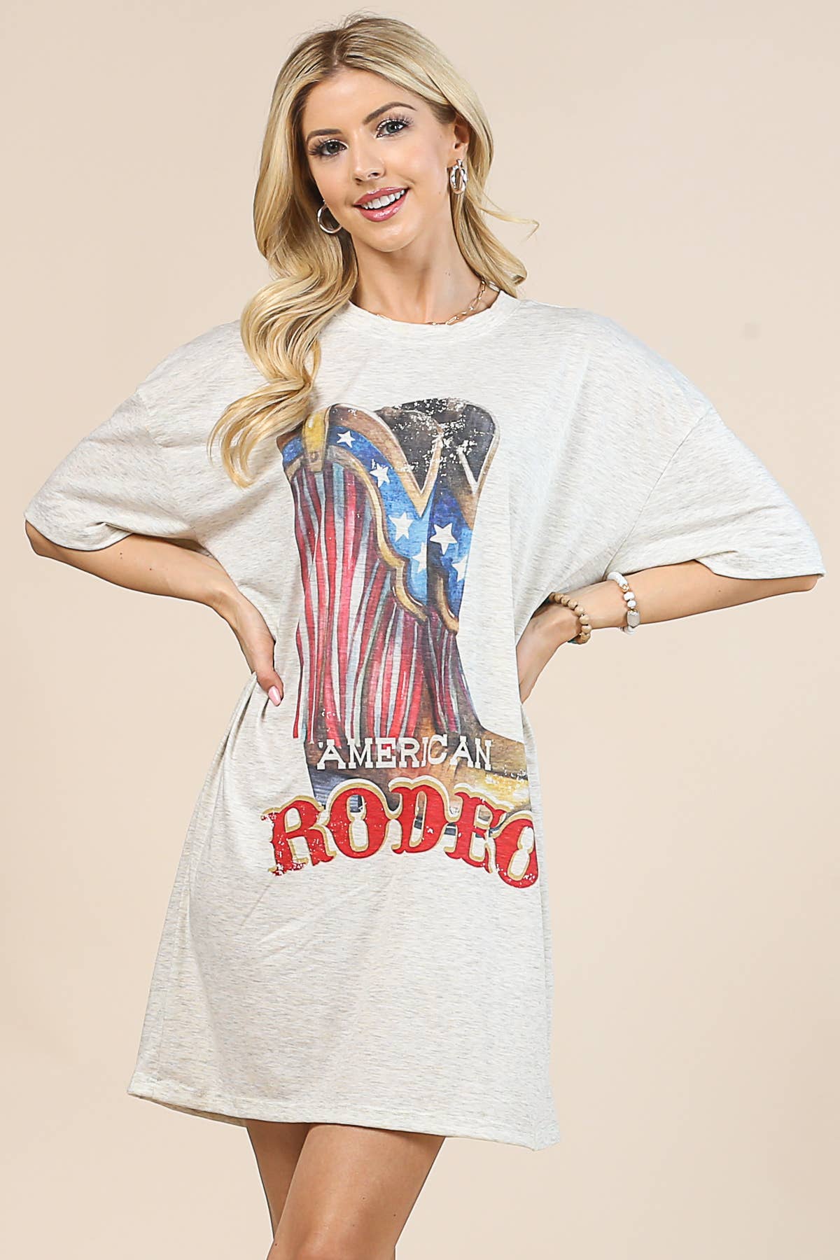 AV1202-GINA AMERICAN RODEO GRAPHIC T-SHIRT DRESS