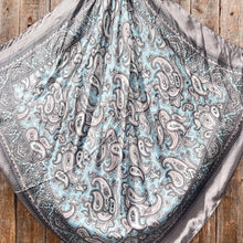 Wild Rag - 35X35"  Grey & Turquoise Paisley Scarf