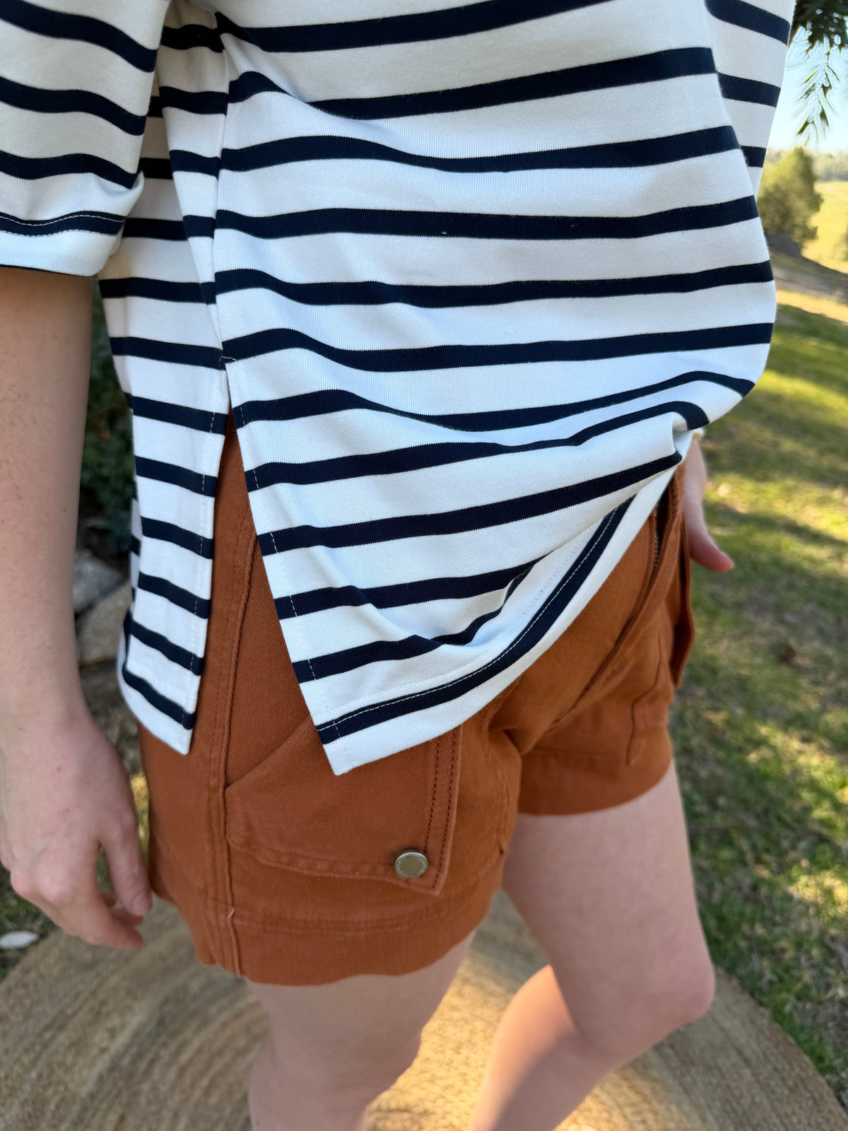 The Lennox Stripe Tee navy