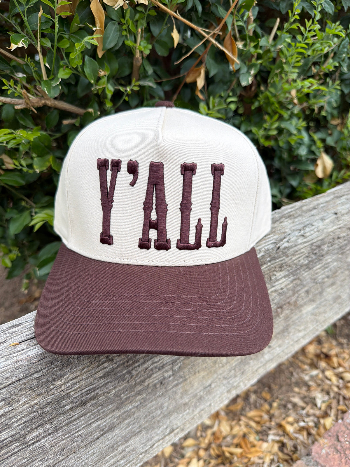 Y'ALL Letter Embroidered Cap chocolate
