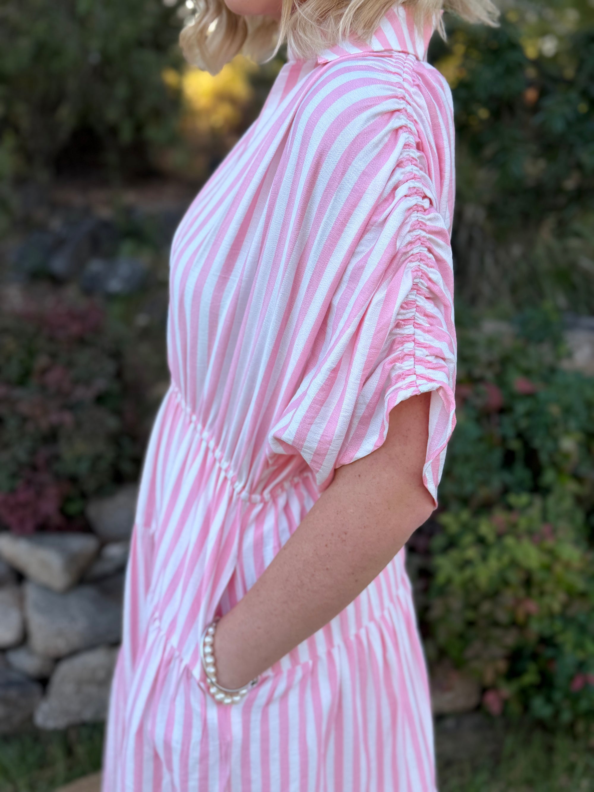 Blush Stripe Midi Dress