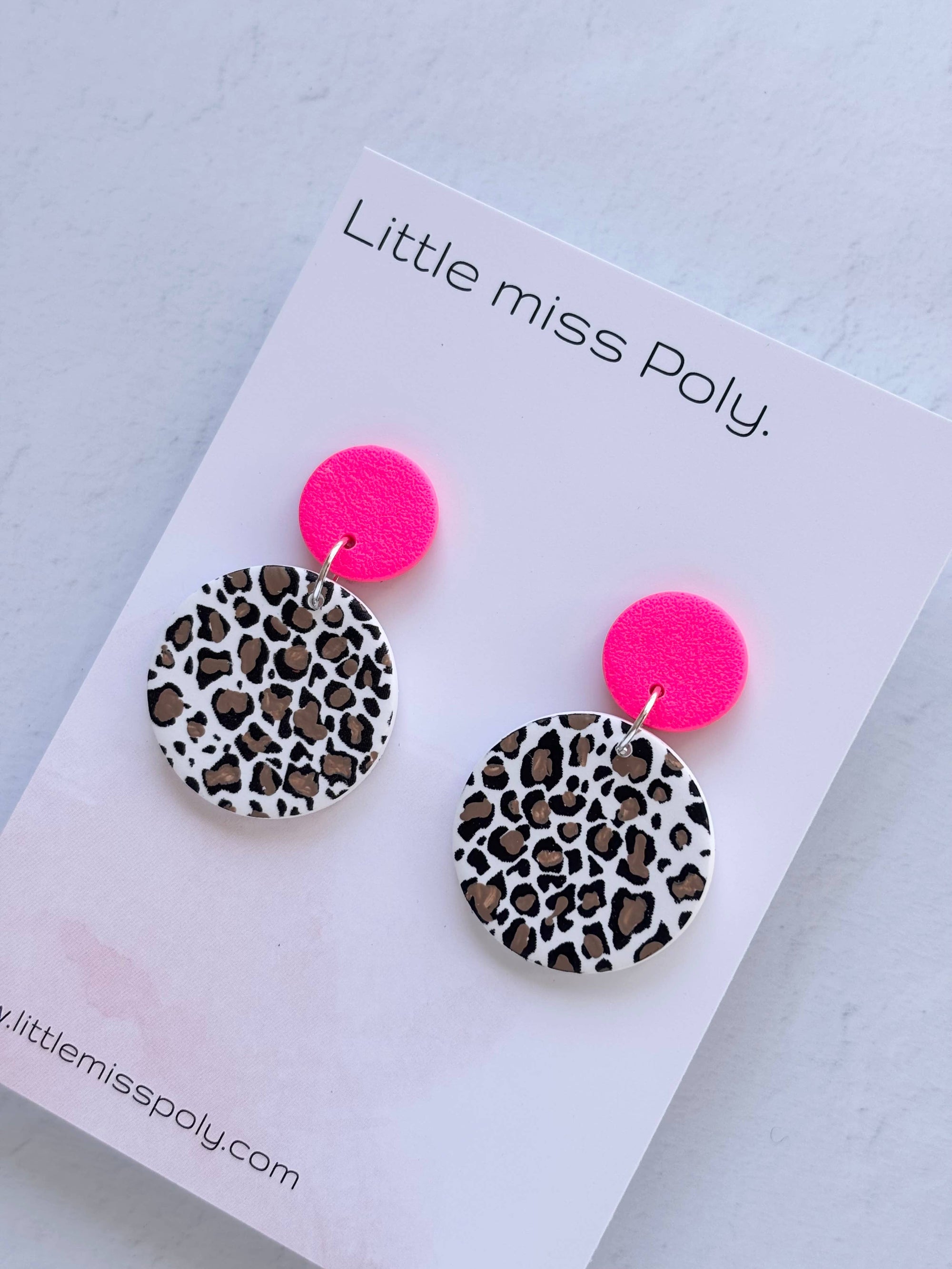 Hot Pink Leopard Dangle - Circle Drop