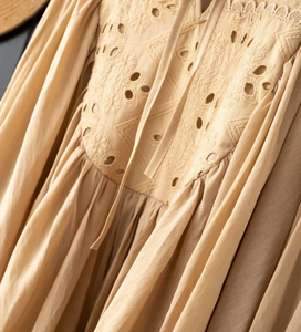 Cotton Embroidery Long Sleeves Blouse
