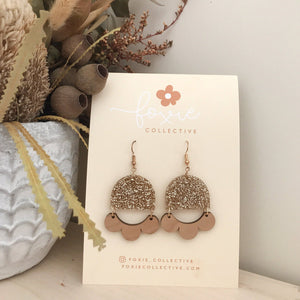 Marlie Earrings | Gold Glitter + Cherrywood |