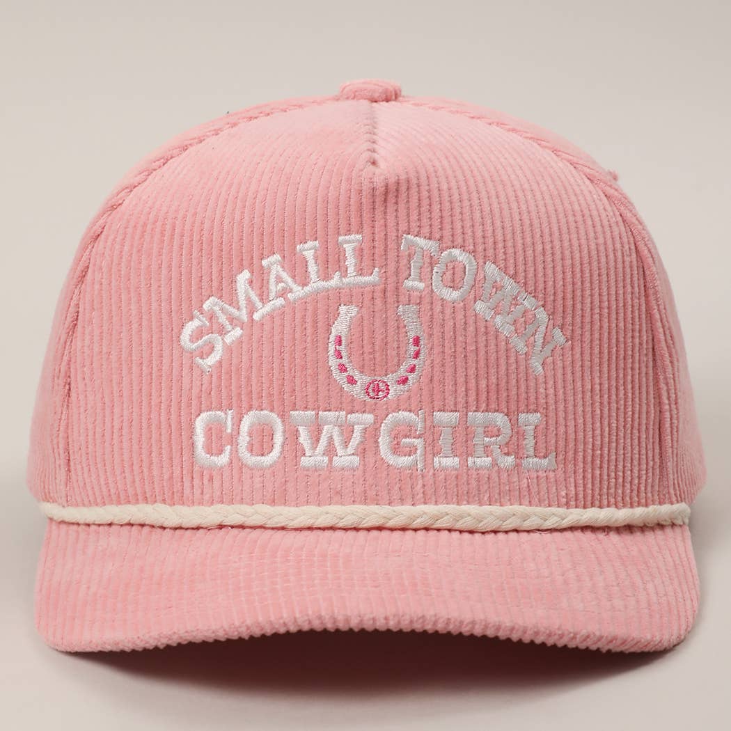 SMALL TOWN COWGIRL Corduroy Rope Trucker Hat