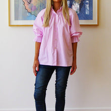Olive print stripe cotton shirt pink