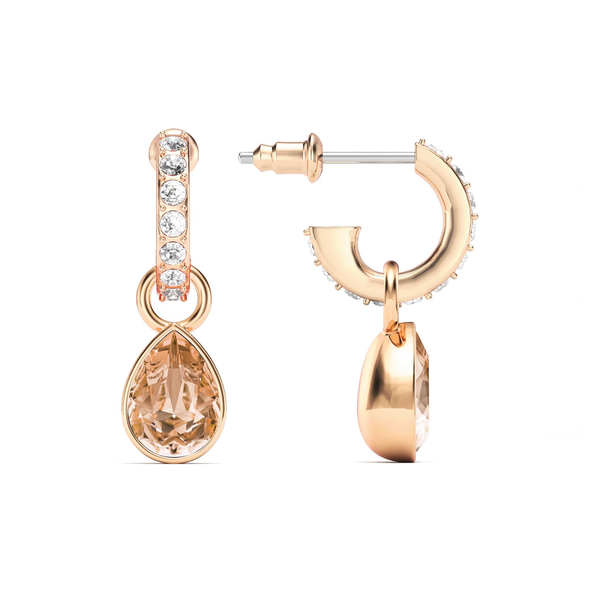 Petite Teardrop Light Peach Crystals Drop Earrin|S-2017-ALPE