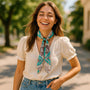 Turquoise Western Skinny Mini Wild Rag Scarf / Cowgirl Necktie #TW327
