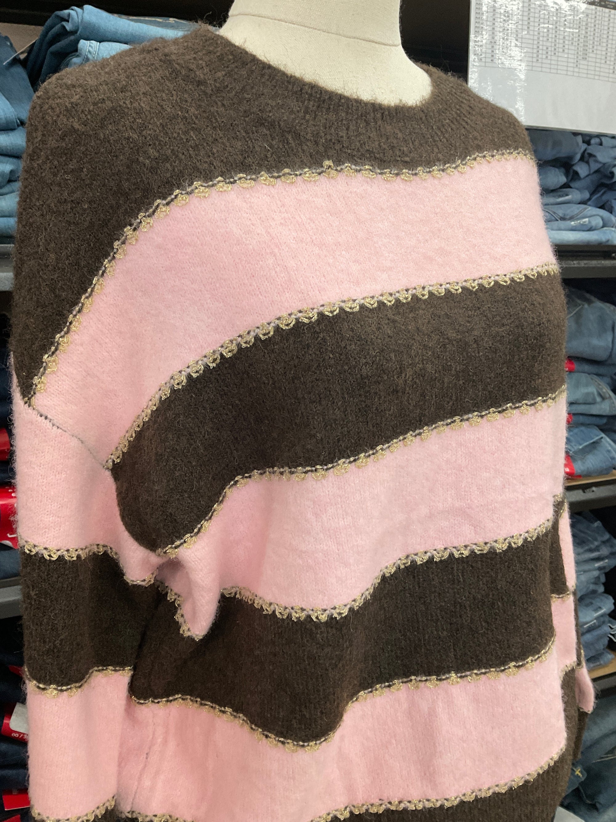 Pink and chocolate stripe knit
