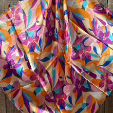 Wild Rag - 35X35" Purple and Orange Floral Pattern Scarf