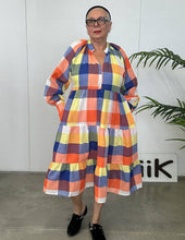 Square Pattern Dress - 900 - Orange