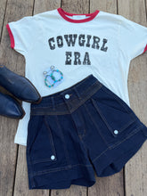 COWGIRL ERA Ringer Graphic T-Shirt: NATURAL/RED