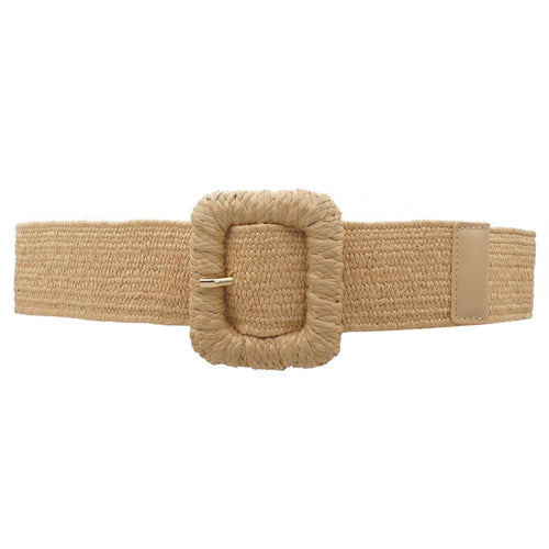 STRAW WRAPPED RECTANGLE ELASTIC STRAW BELT IW-50114