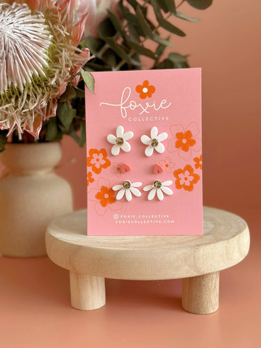 Stud Pack Trio | White + Pink + Gold Sparkle |