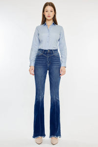WESTERN HIGH RISE FRAYED HEM FLARE-KC7858M