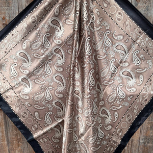 Wild Rag - 35X35"  Black and Tan Floral Paisley