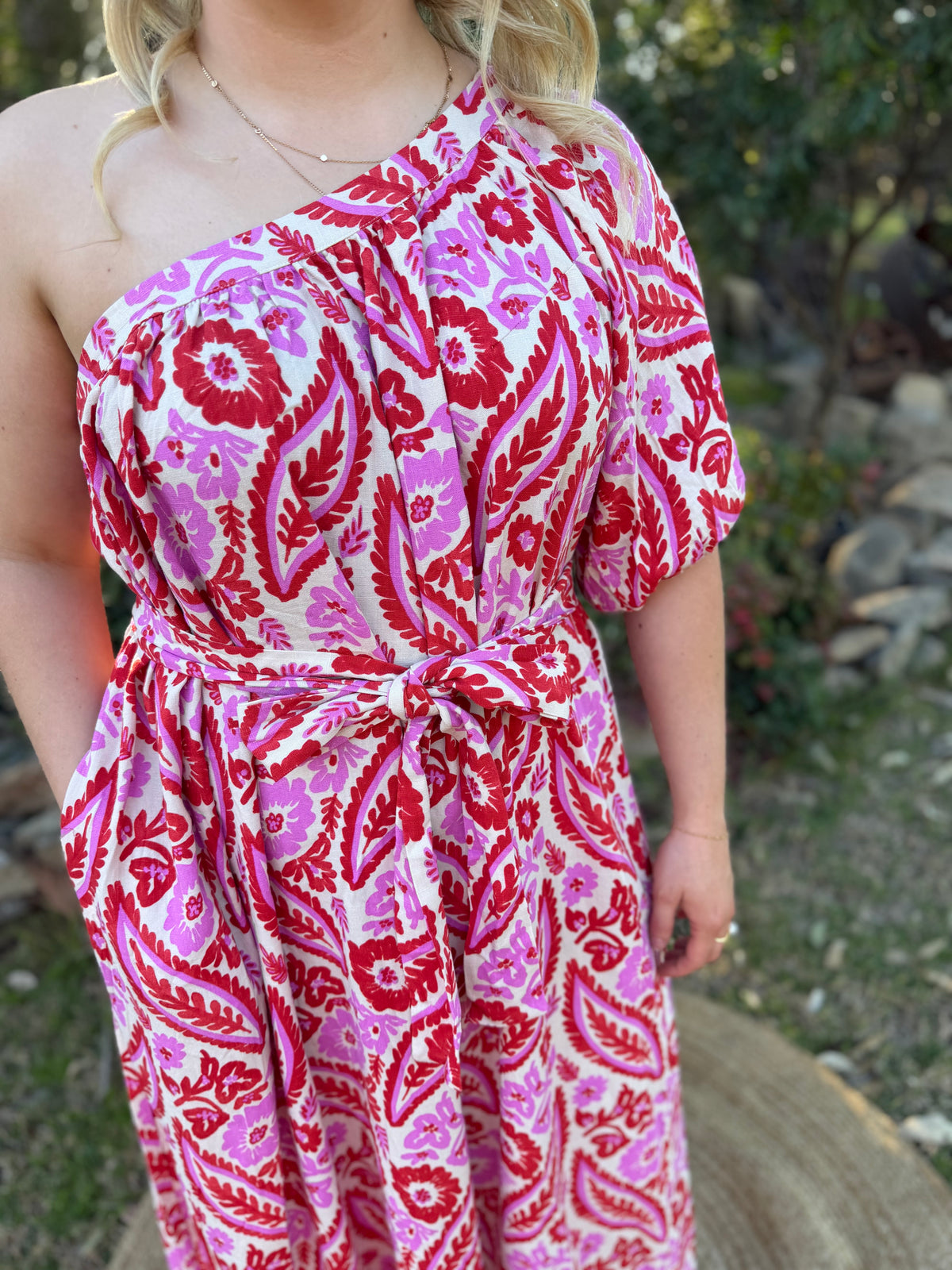 The Maris One Shoulder Dress pink