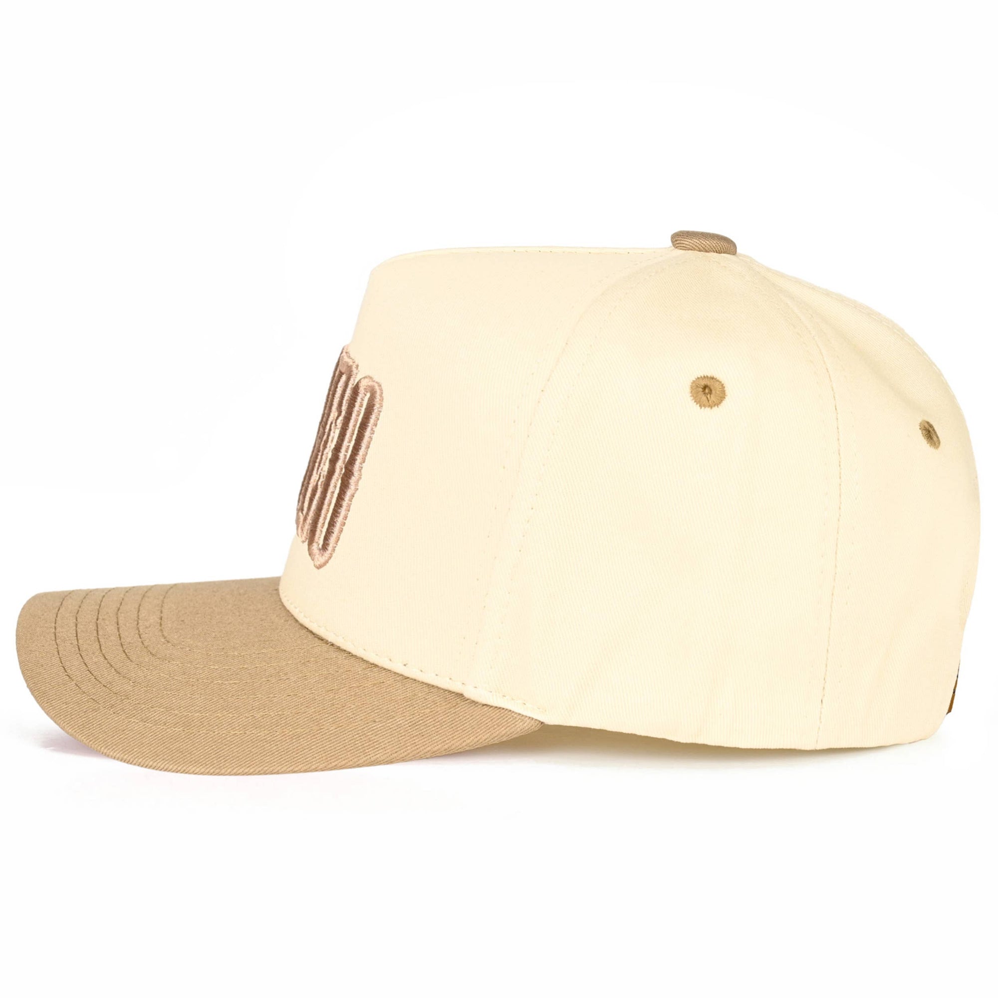 RODEO Letter Embroidered Snapback Cap Beige