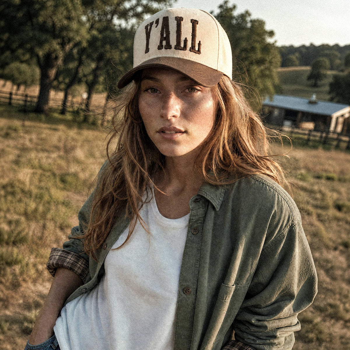 Y'ALL Letter Embroidered Two Tone Cap