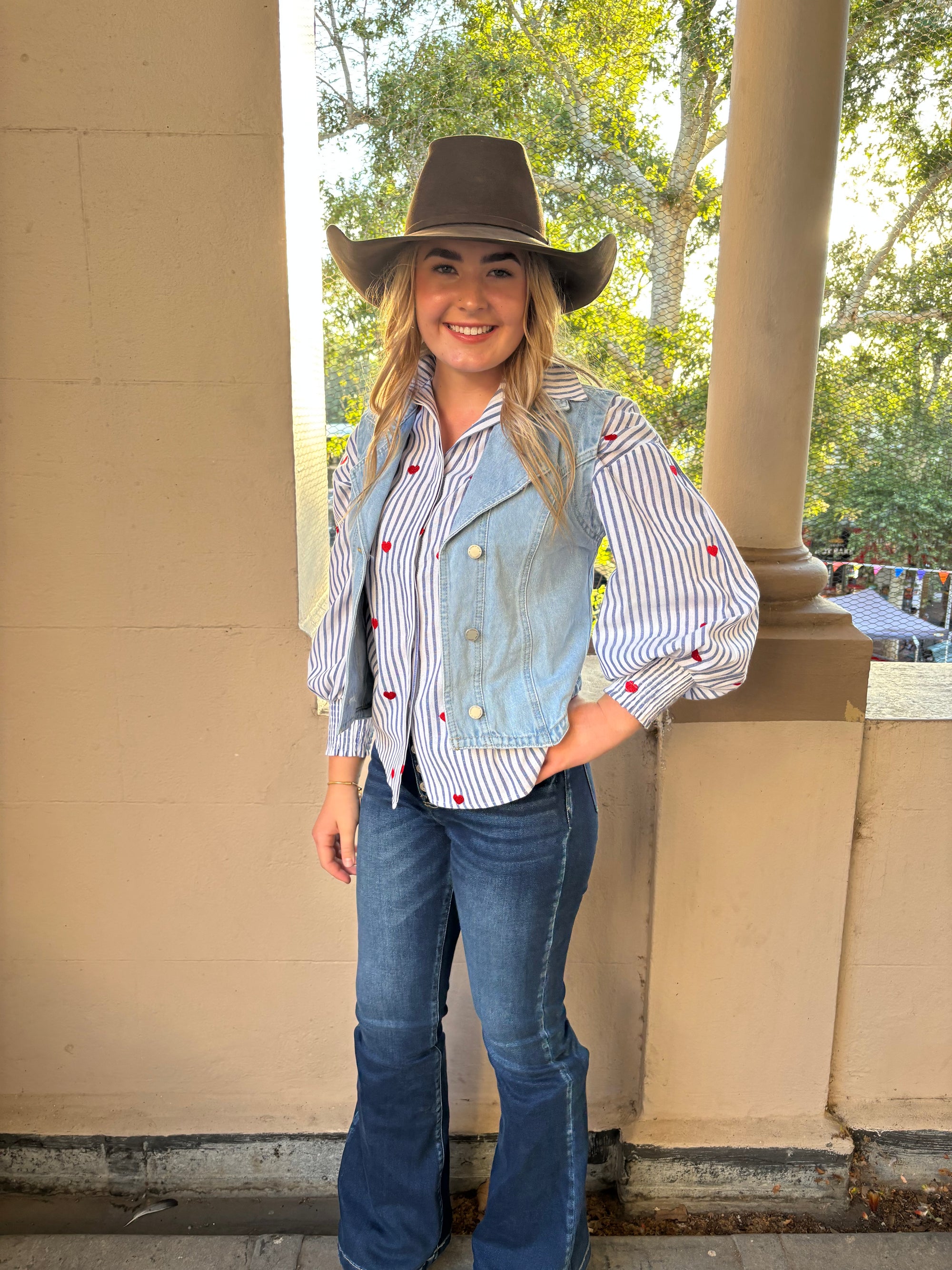 Collared Denim Vest - Denim